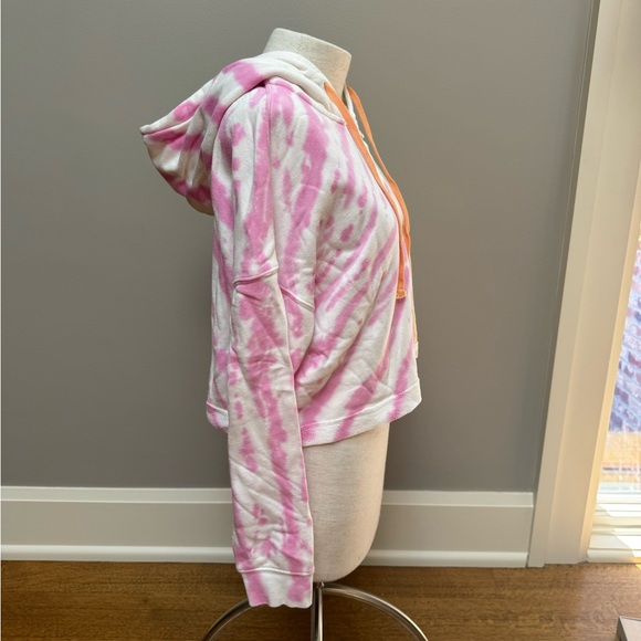 WSLY Pink and Orange Tie-Dye cropped Hoodie with zipper - Picture 4 of 6
